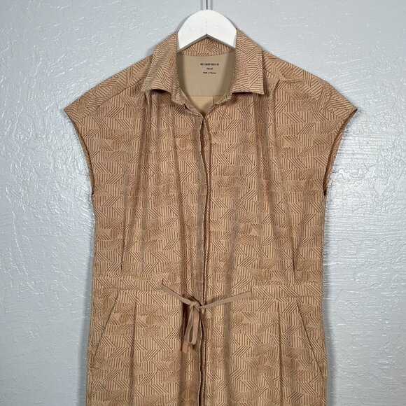 REI Women XS Tan Brown Print Sun Up Shirt Dress Button Front Pockets UPF 50 - Picture 3 of 10